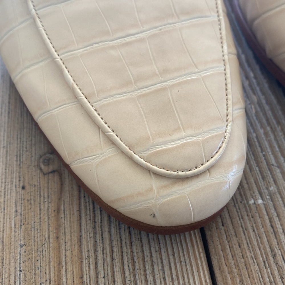 Sam Edelman Linnie Croc-Embossed Leather Bit Mules in Eggshell - Picture 4 of 10